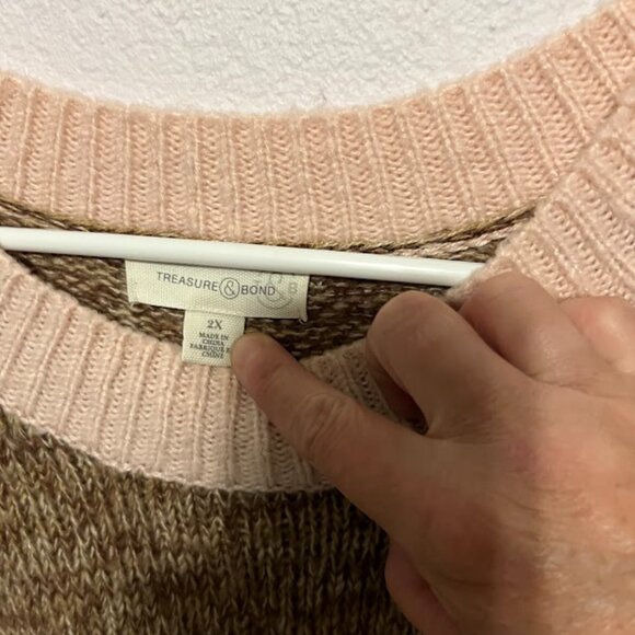 Treasure and Bond pink/brown sweater 2X - Picture 2 of 4